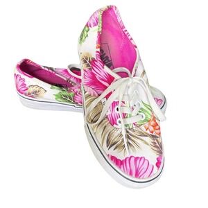 Vans Off The Wall Sneakers Shoes Womens Sz 6 Floral Pink White Casual